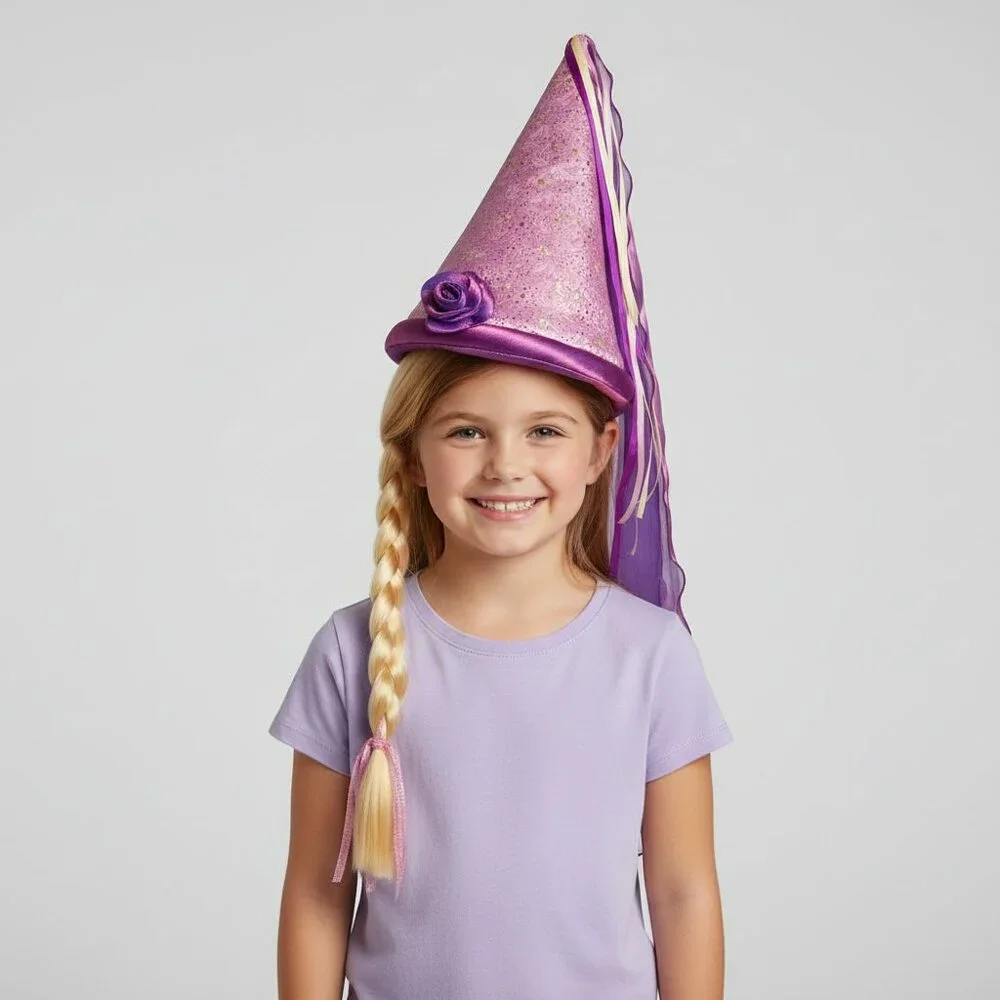 Disney Parks Rapunzel Princess Hat Braided Ponytail Purple Tangled Girls Costume